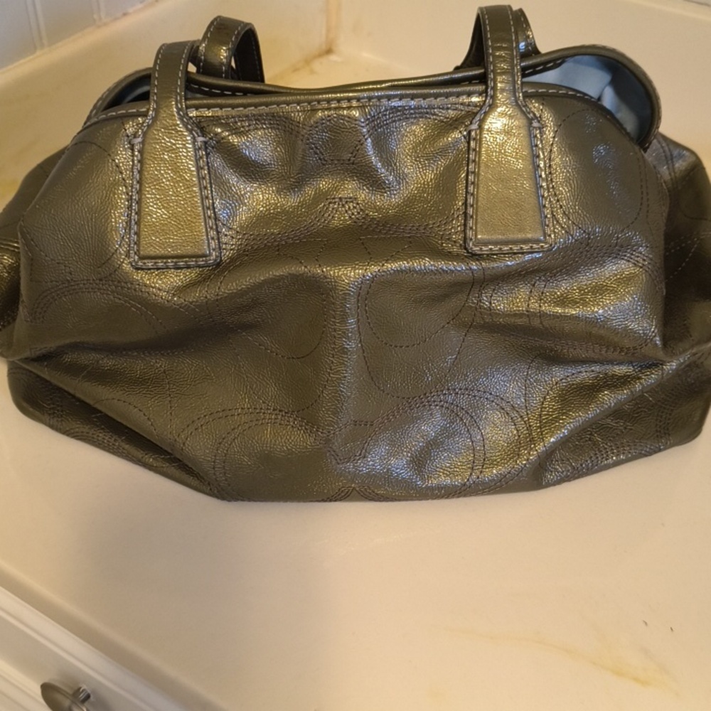 ✨Low Start ✨Coach Olive Green Signature Coated Shoulder Bag - Picture 7 of 11